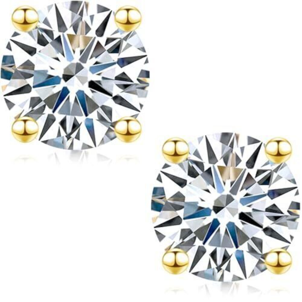 7543 Moissanite Stud Earrings Screw Back 6.0CT 9MM*2 18K Yellow Gold Plated